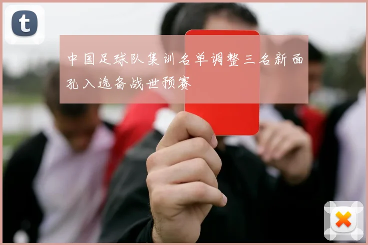 中国足球队集训名单调整三名新面孔入选备战世预赛